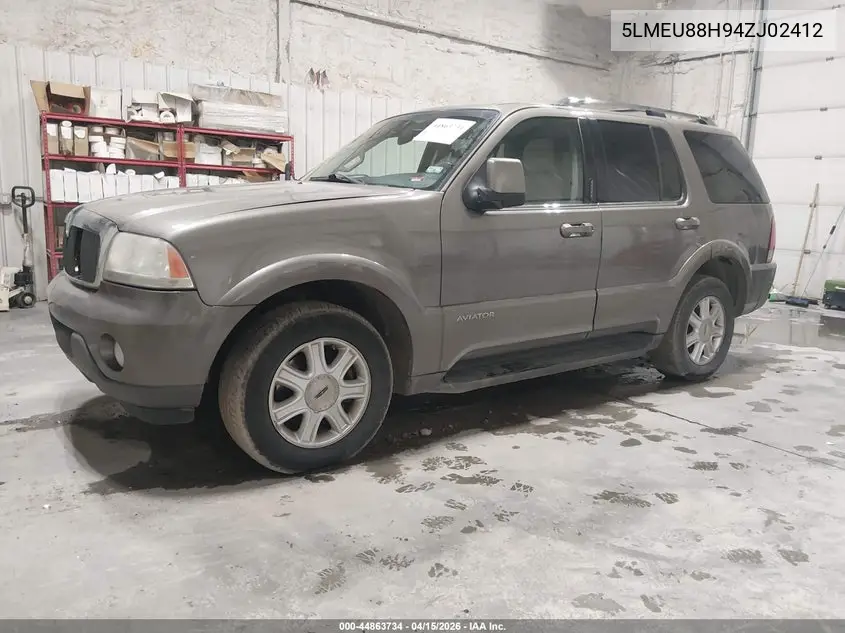 2004 Lincoln Aviator VIN: 5LMEU88H94ZJ02412 Lot: 44863734