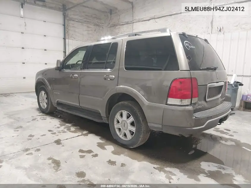 2004 Lincoln Aviator VIN: 5LMEU88H94ZJ02412 Lot: 44863734