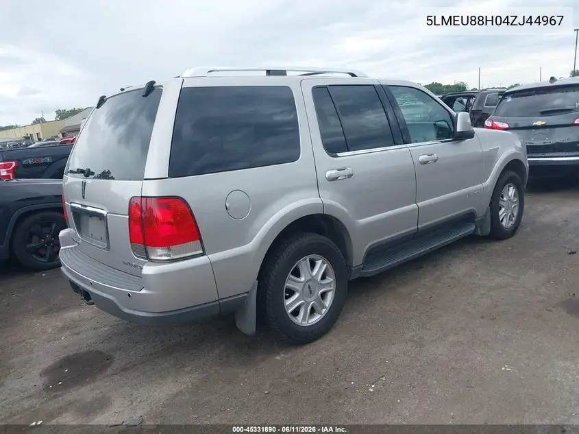 2004 Lincoln Aviator VIN: 5LMEU88H04ZJ44967 Lot: 45331890
