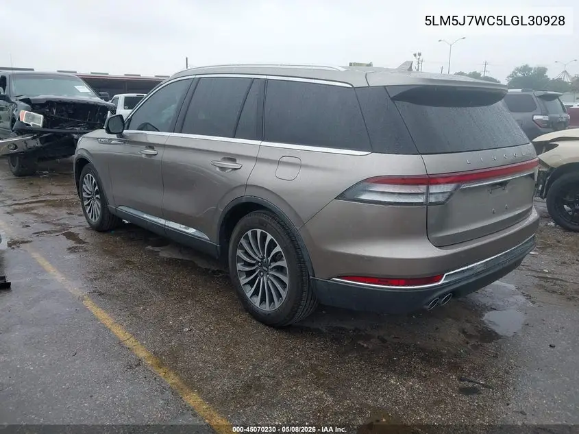 2020 Lincoln Aviator Reserve VIN: 5LM5J7WC5LGL30928 Lot: 45070230