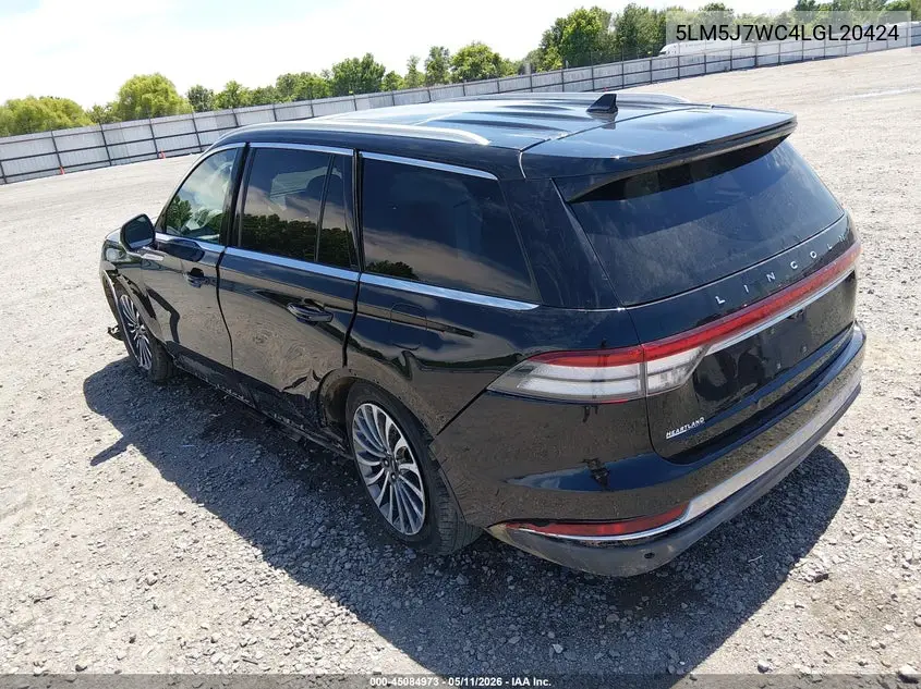 2020 Lincoln Aviator Reserve VIN: 5LM5J7WC4LGL20424 Lot: 45084973