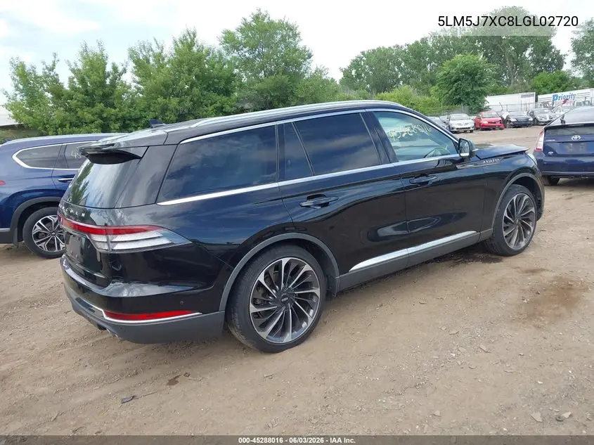 2020 Lincoln Aviator Reserve VIN: 5LM5J7XC8LGL02720 Lot: 45288016
