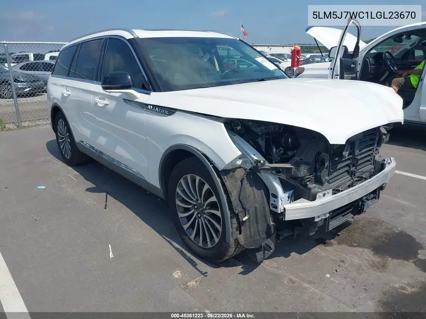 2020 Lincoln Aviator Reserve VIN: 5LM5J7WC1LGL23670 Lot: 45361223