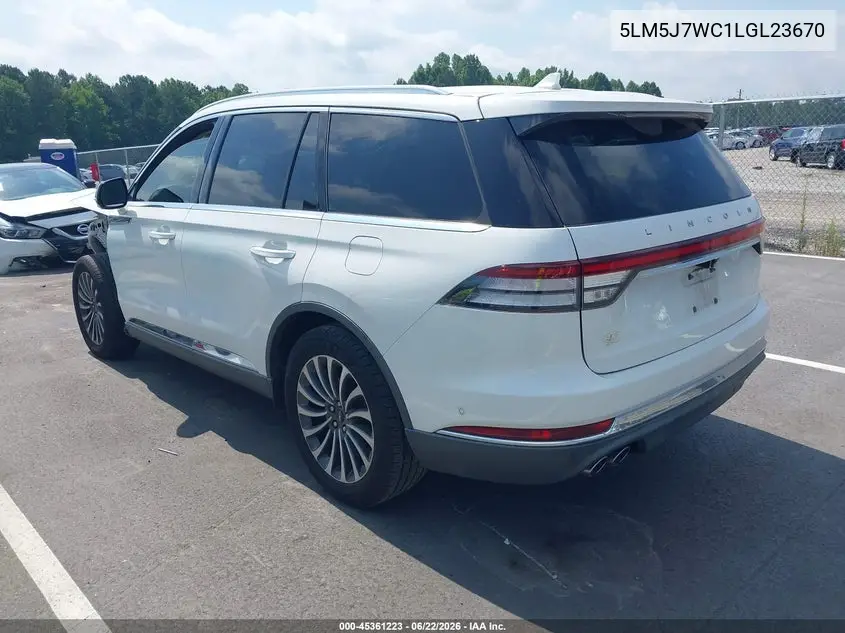 2020 Lincoln Aviator Reserve VIN: 5LM5J7WC1LGL23670 Lot: 45361223