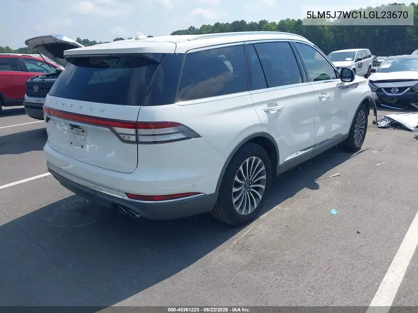 2020 Lincoln Aviator Reserve VIN: 5LM5J7WC1LGL23670 Lot: 45361223