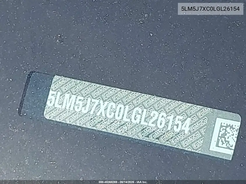 2020 Lincoln Aviator Reserve VIN: 5LM5J7XC0LGL26154 Lot: 45368269