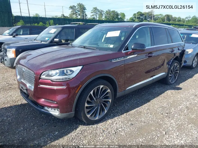 2020 Lincoln Aviator Reserve VIN: 5LM5J7XC0LGL26154 Lot: 45368269