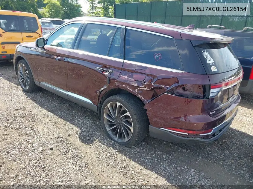 2020 Lincoln Aviator Reserve VIN: 5LM5J7XC0LGL26154 Lot: 45368269