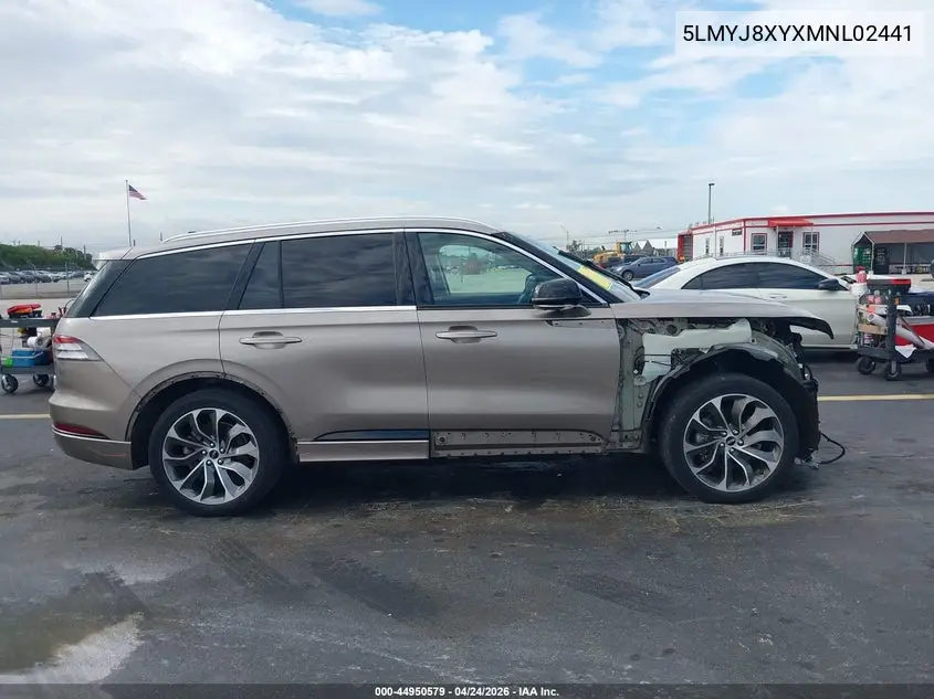 2021 Lincoln Aviator Grand Touring VIN: 5LMYJ8XYXMNL02441 Lot: 44950579