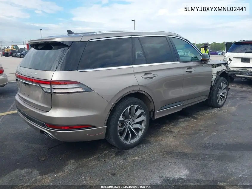 2021 Lincoln Aviator Grand Touring VIN: 5LMYJ8XYXMNL02441 Lot: 44950579