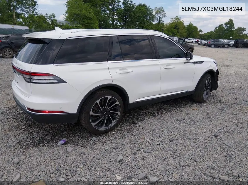 2021 Lincoln Aviator Reserve VIN: 5LM5J7XC3MGL18244 Lot: 45130029