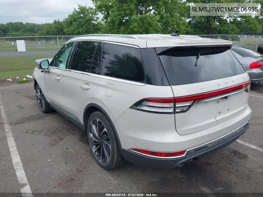 2021 Lincoln Aviator Reserve VIN: 5LM5J7WC1MGL06935 Lot: 45234715