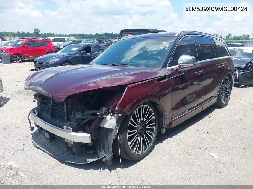 2021 Lincoln Aviator Black Label VIN: 5LM5J9XC9MGL00424 Lot: 45343218