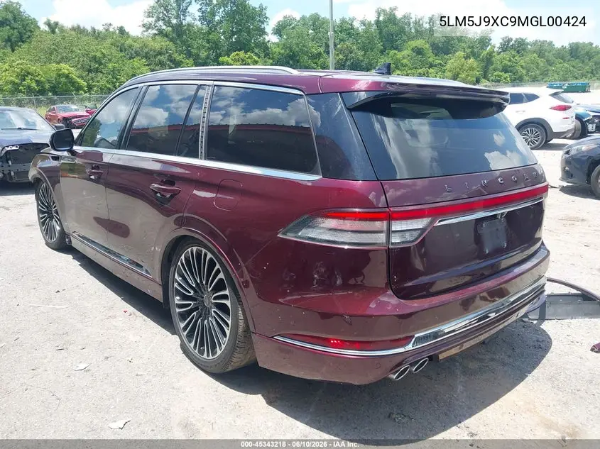 2021 Lincoln Aviator Black Label VIN: 5LM5J9XC9MGL00424 Lot: 45343218