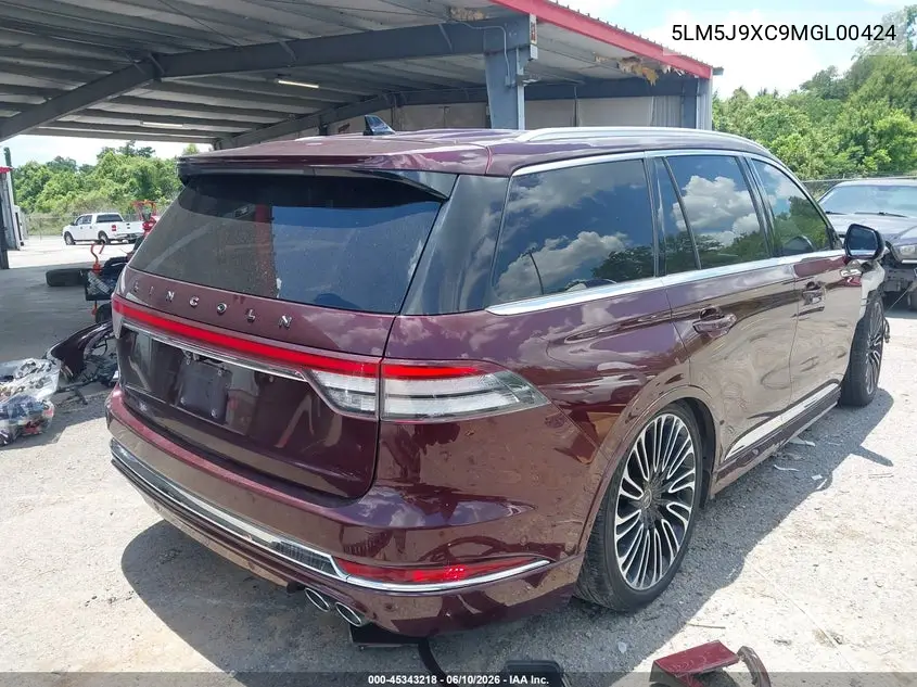 2021 Lincoln Aviator Black Label VIN: 5LM5J9XC9MGL00424 Lot: 45343218