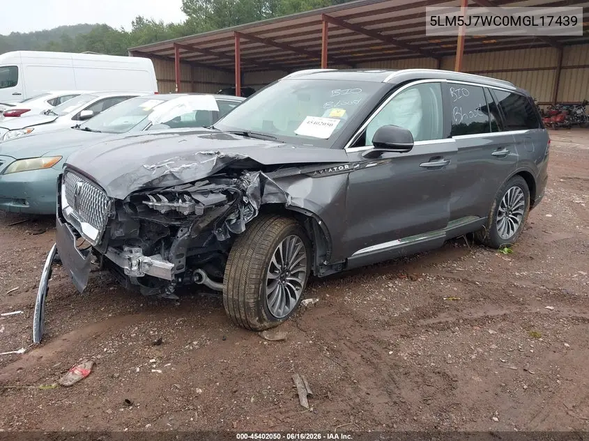 2021 Lincoln Aviator Reserve VIN: 5LM5J7WC0MGL17439 Lot: 45402050