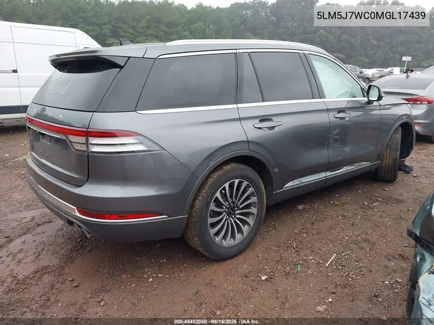 2021 Lincoln Aviator Reserve VIN: 5LM5J7WC0MGL17439 Lot: 45402050
