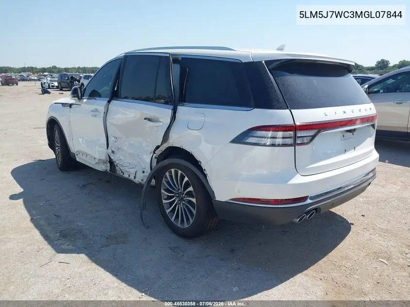 2021 Lincoln Aviator Reserve VIN: 5LM5J7WC3MGL07844 Lot: 45530358
