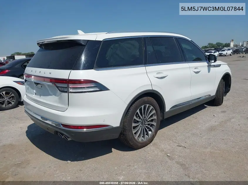 2021 Lincoln Aviator Reserve VIN: 5LM5J7WC3MGL07844 Lot: 45530358