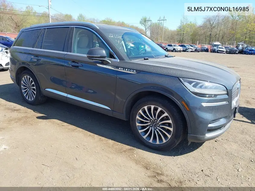 2022 Lincoln Aviator Reserve VIN: 5LM5J7XC0NGL16985 Lot: 44863552