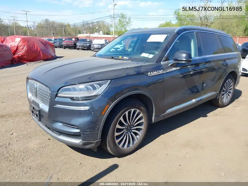 2022 Lincoln Aviator Reserve VIN: 5LM5J7XC0NGL16985 Lot: 44863552