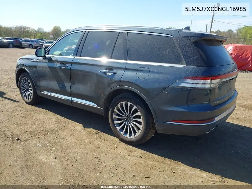 2022 Lincoln Aviator Reserve VIN: 5LM5J7XC0NGL16985 Lot: 44863552