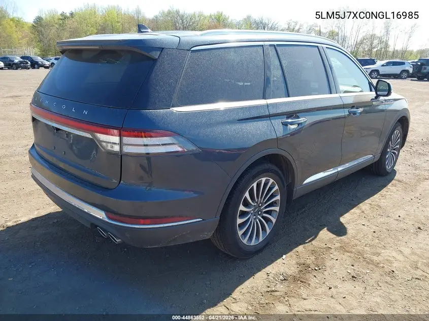 2022 Lincoln Aviator Reserve VIN: 5LM5J7XC0NGL16985 Lot: 44863552