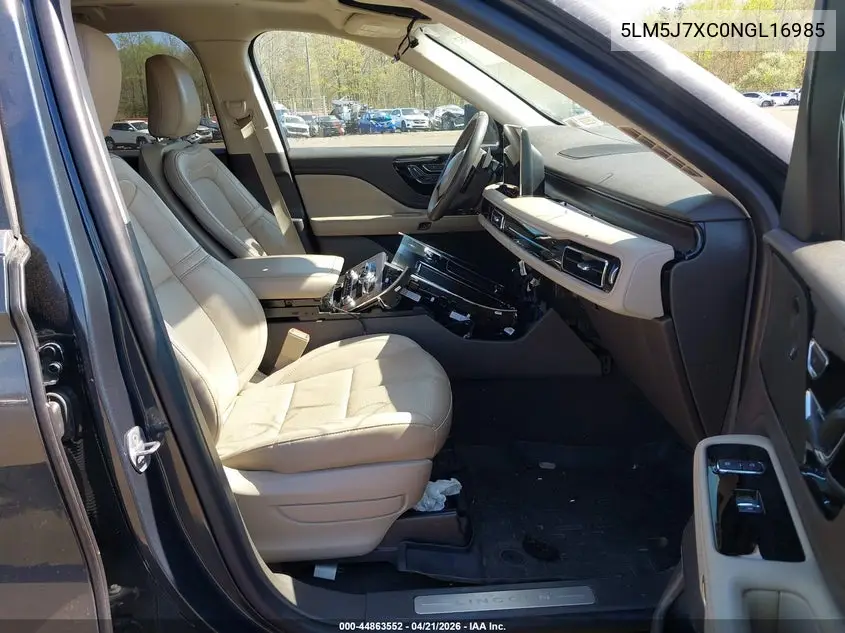 2022 Lincoln Aviator Reserve VIN: 5LM5J7XC0NGL16985 Lot: 44863552