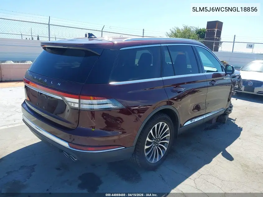 2022 Lincoln Aviator Standard VIN: 5LM5J6WC5NGL18856 Lot: 44869488