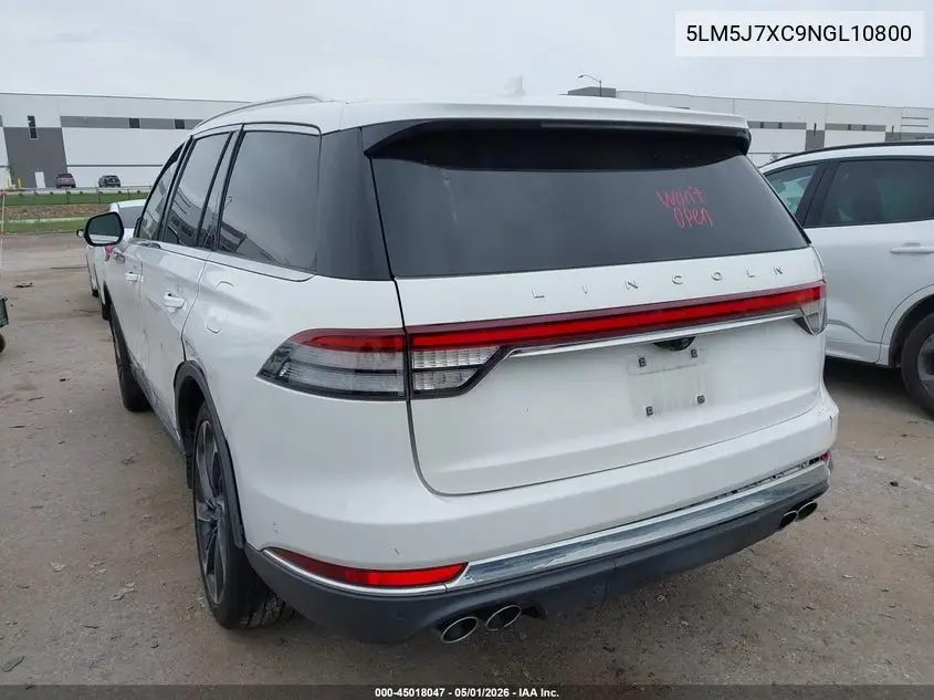 2022 Lincoln Aviator Reserve VIN: 5LM5J7XC9NGL10800 Lot: 45018047
