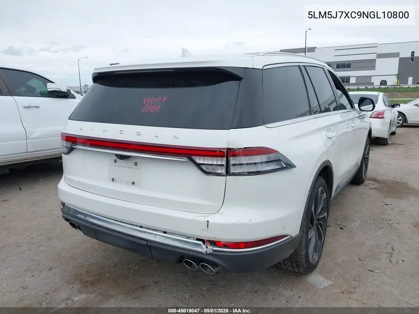 2022 Lincoln Aviator Reserve VIN: 5LM5J7XC9NGL10800 Lot: 45018047