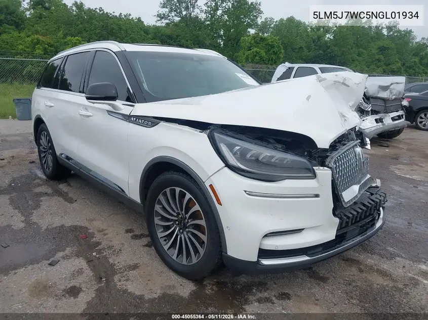 2022 Lincoln Aviator Reserve VIN: 5LM5J7WC5NGL01934 Lot: 45055364