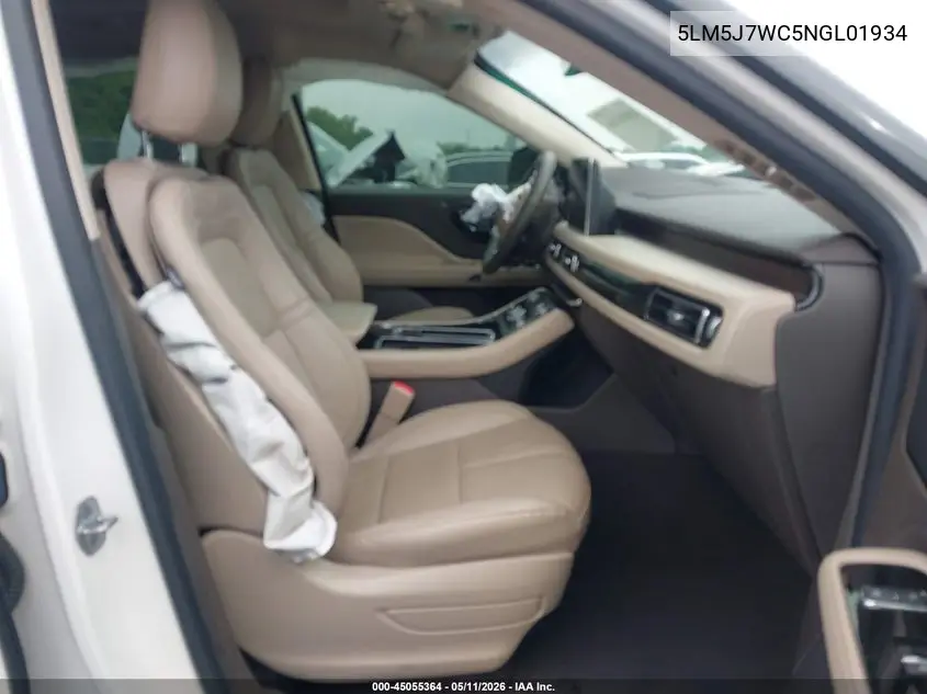 2022 Lincoln Aviator Reserve VIN: 5LM5J7WC5NGL01934 Lot: 45055364