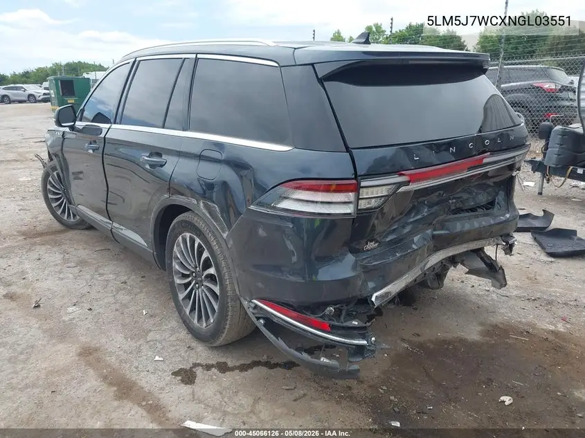 2022 Lincoln Aviator Reserve VIN: 5LM5J7WCXNGL03551 Lot: 45066126