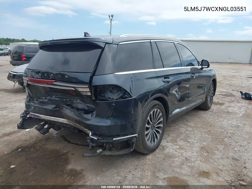 2022 Lincoln Aviator Reserve VIN: 5LM5J7WCXNGL03551 Lot: 45066126