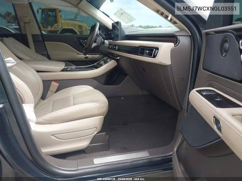 2022 Lincoln Aviator Reserve VIN: 5LM5J7WCXNGL03551 Lot: 45066126