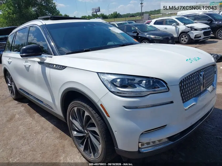 2022 Lincoln Aviator Reserve VIN: 5LM5J7XC5NGL12043 Lot: 45378933