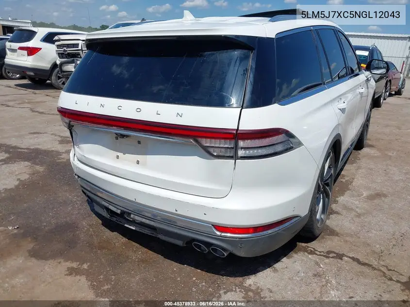 2022 Lincoln Aviator Reserve VIN: 5LM5J7XC5NGL12043 Lot: 45378933