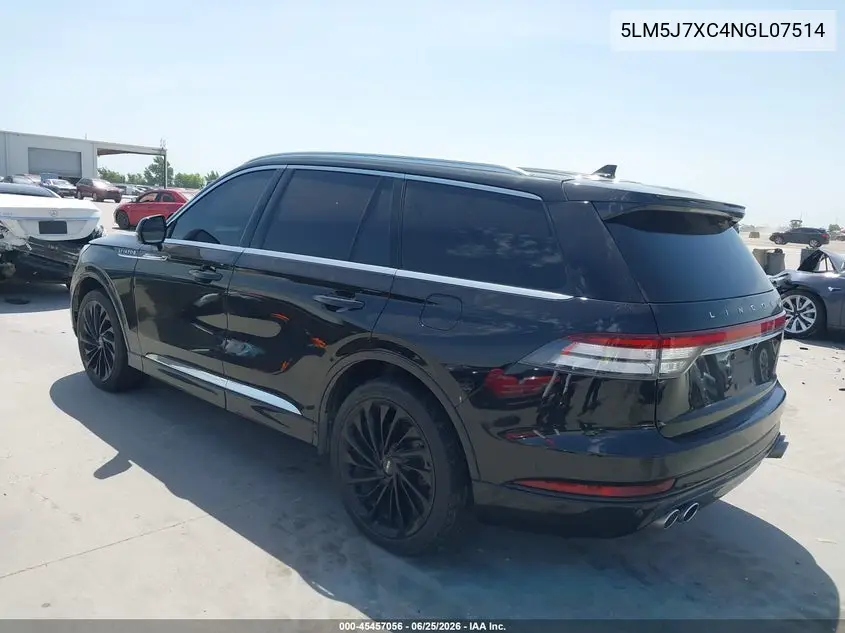 2022 Lincoln Aviator Reserve VIN: 5LM5J7XC4NGL07514 Lot: 45457056