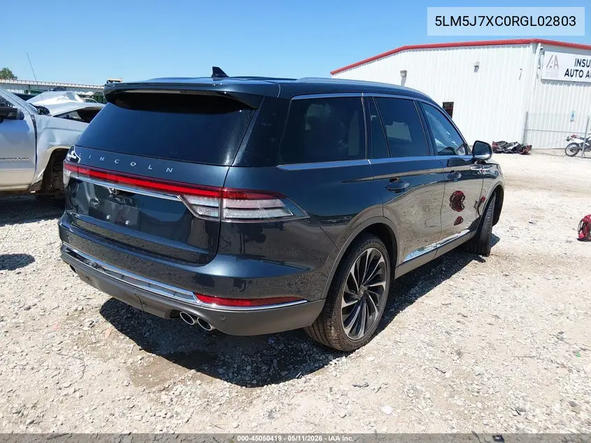 2024 Lincoln Aviator Reserve VIN: 5LM5J7XC0RGL02803 Lot: 45050419