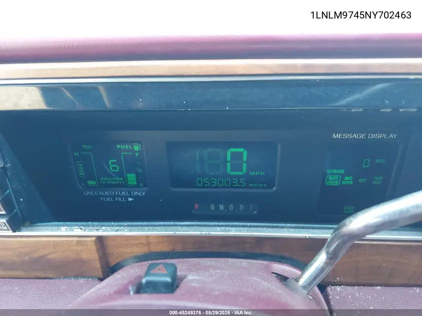 1992 Lincoln Continental Executive VIN: 1LNLM9745NY702463 Lot: 45249376