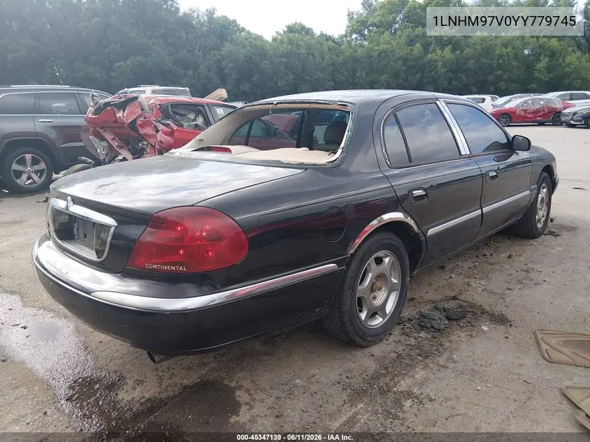 2000 Lincoln Continental VIN: 1LNHM97V0YY779745 Lot: 45347139