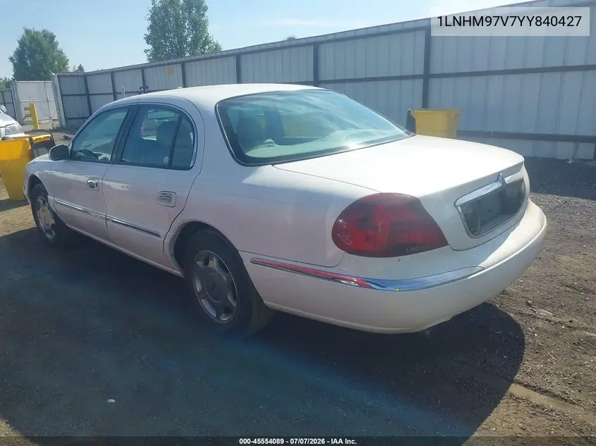 2000 Lincoln Continental VIN: 1LNHM97V7YY840427 Lot: 45554089