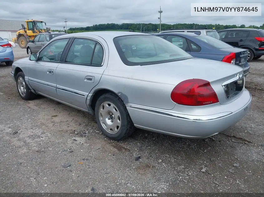 2000 Lincoln Continental VIN: 1LNHM97V0YY874645 Lot: 45580662