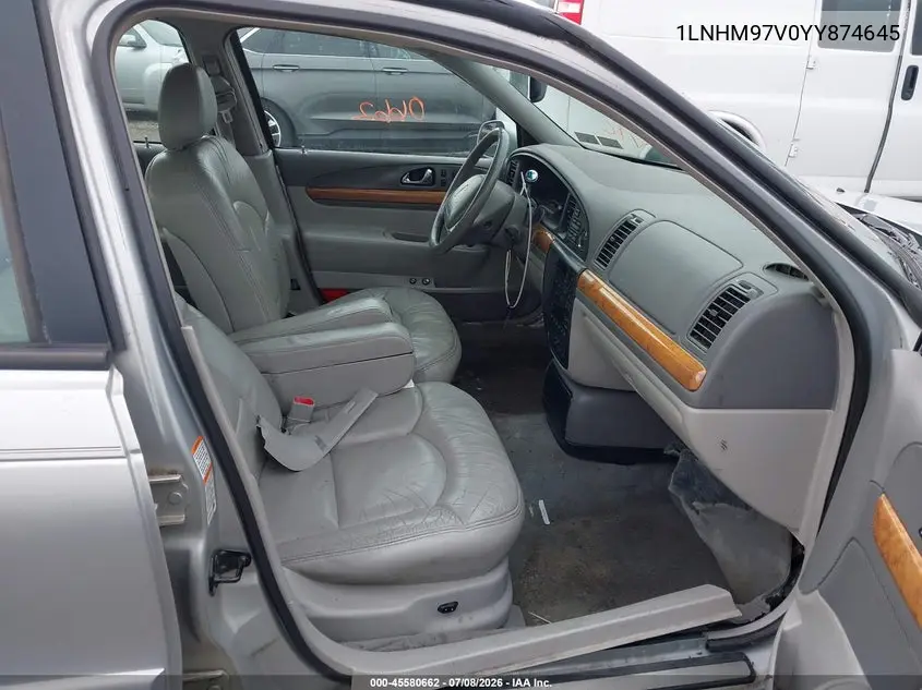 2000 Lincoln Continental VIN: 1LNHM97V0YY874645 Lot: 45580662