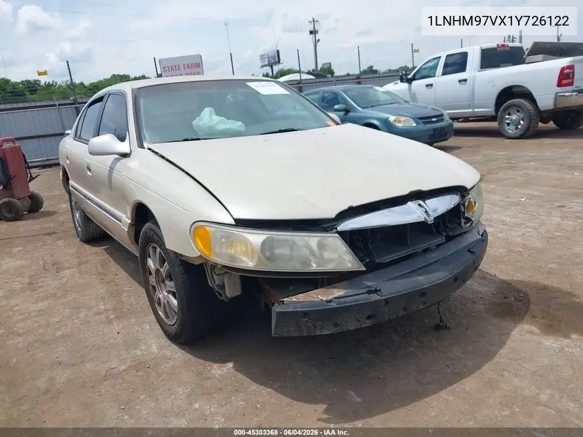 2001 Lincoln Continental VIN: 1LNHM97VX1Y726122 Lot: 45303368