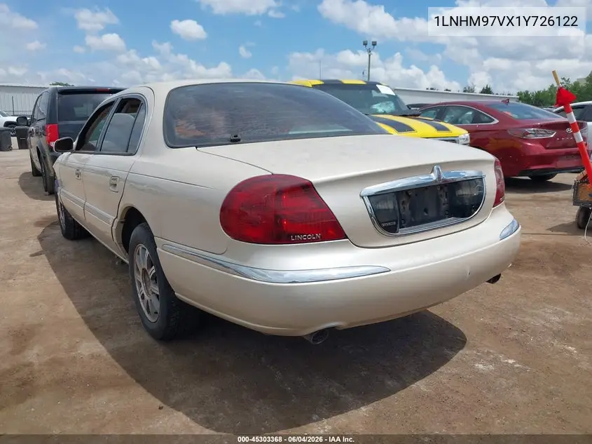 2001 Lincoln Continental VIN: 1LNHM97VX1Y726122 Lot: 45303368