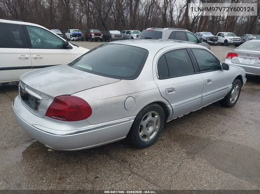 2002 Lincoln Continental VIN: 1LNHM97V72Y600124 Lot: 44517406