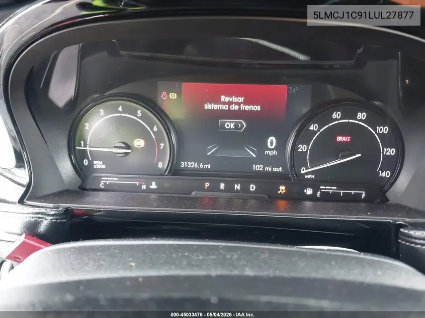 2020 Lincoln Corsair Standard VIN: 5LMCJ1C91LUL27877 Lot: 45033476