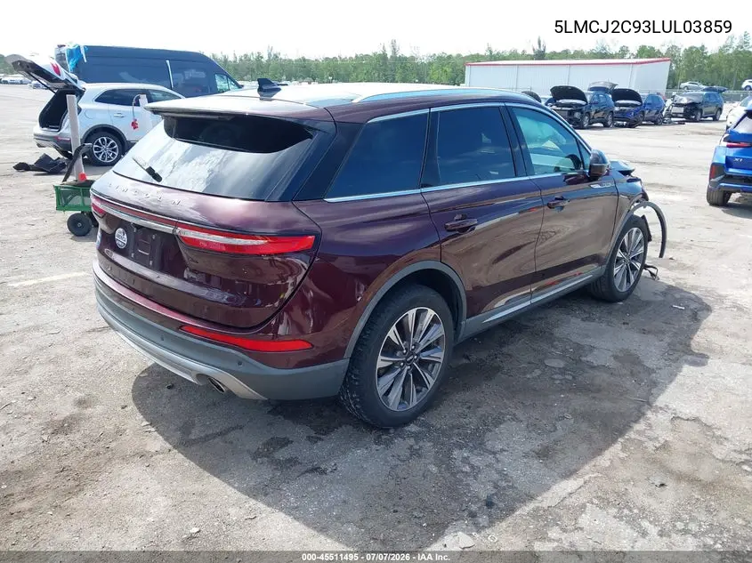 2020 Lincoln Corsair Reserve VIN: 5LMCJ2C93LUL03859 Lot: 45511495